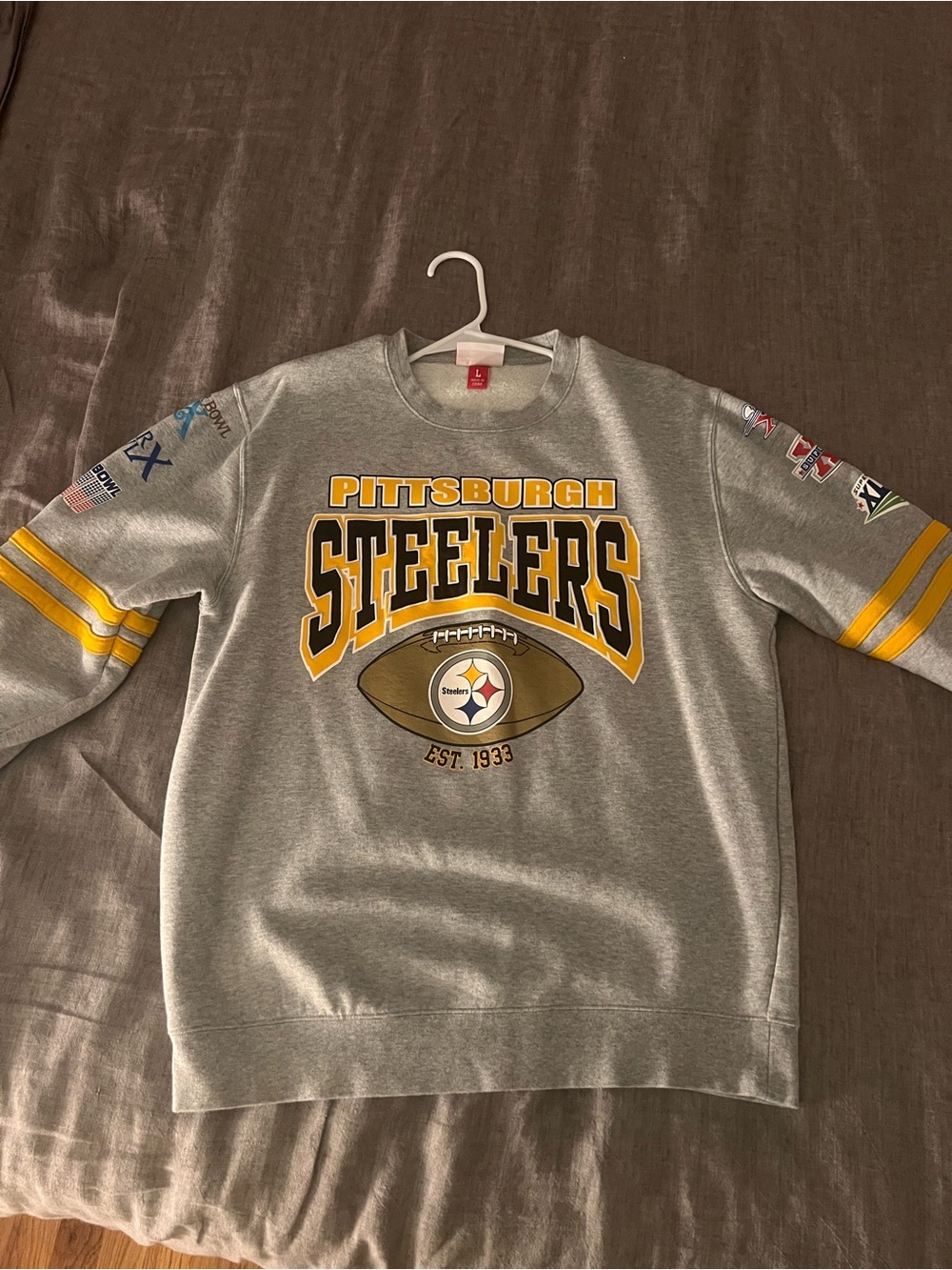 Mitchell & Ness Pittsburgh Steelers Gray Crewneck Sweatshirt